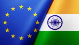 European Union and India flags symbolizing upcoming trade agreement and business opportunities