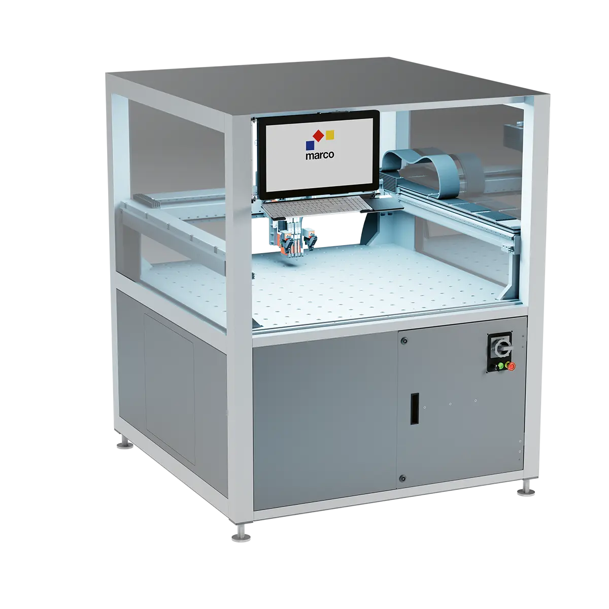 marc3 system mit gro&szlig;er Arbeitsfl&auml;che f&uuml;r hochpr&auml;zise Mikrodosierung in automatisierten Fertigungsprozessen.